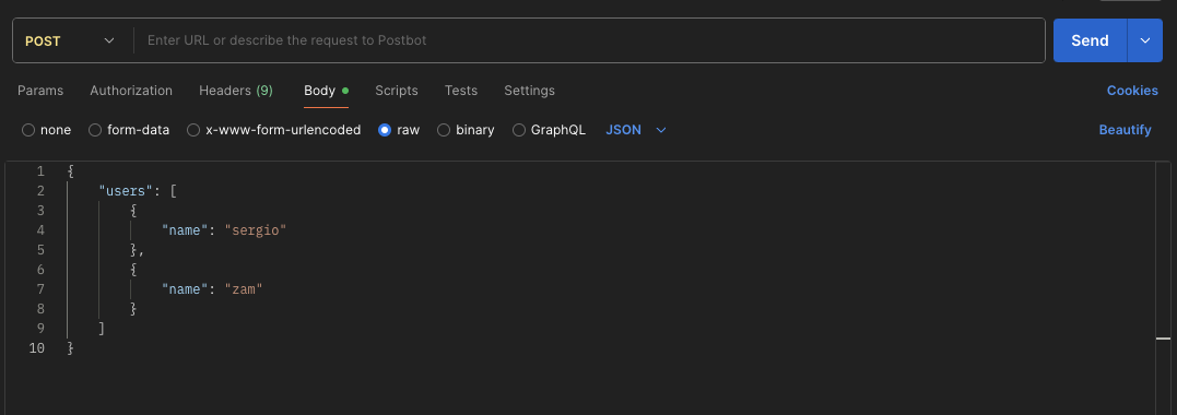 Rule body with arrays postman