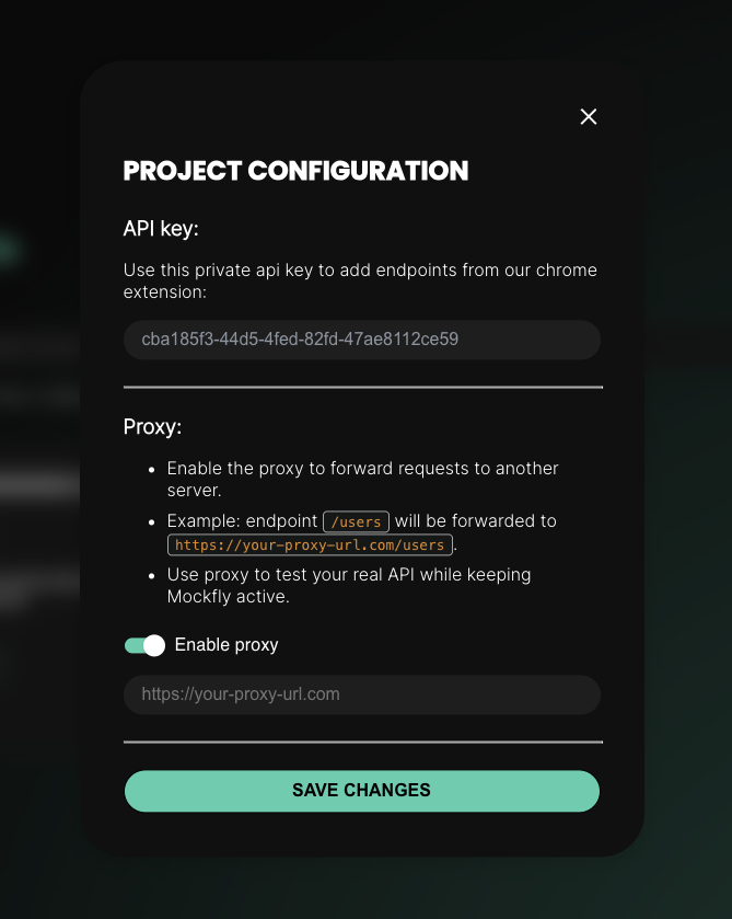 Mockfly project config proxy